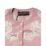Dolce & Gabbana Pink Floral Lace Detailing Cardigan Sweater TSH90643-36