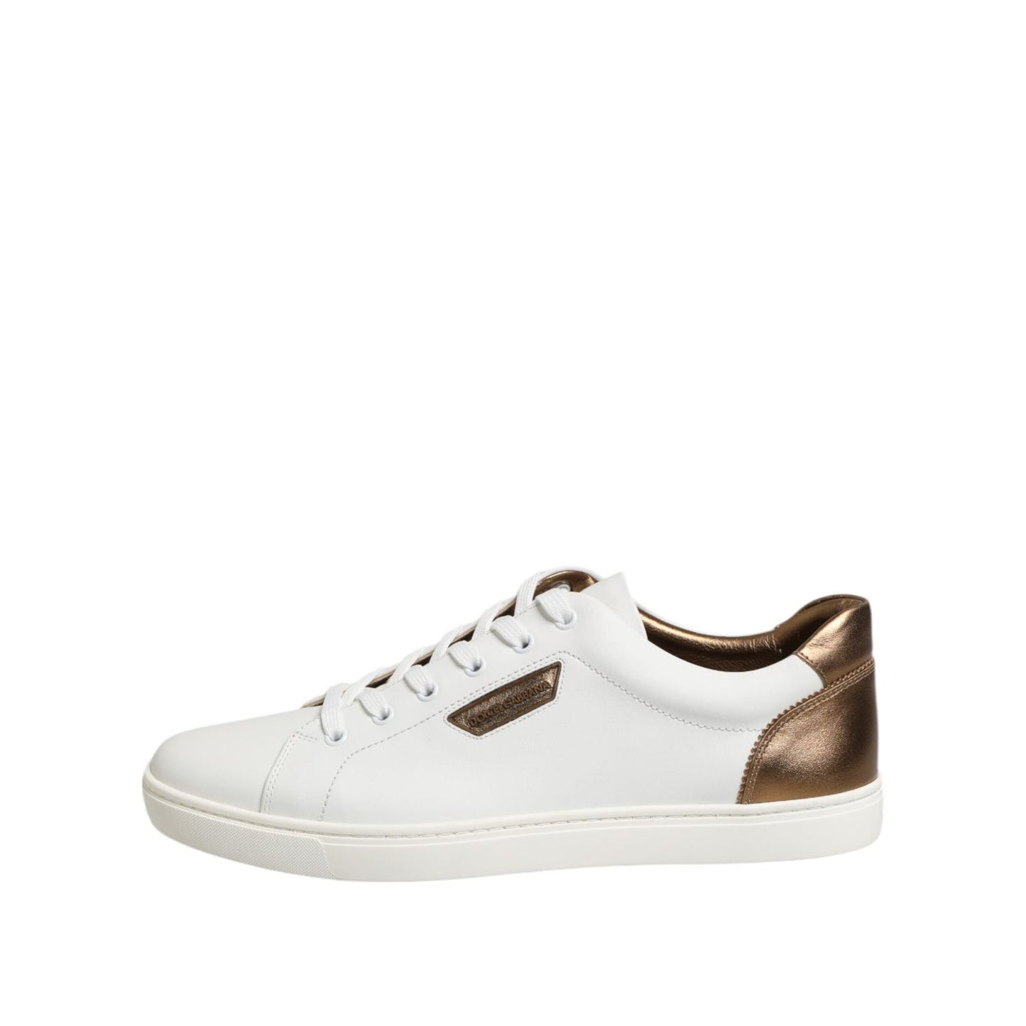 Dolce & Gabbana White Brown Leather Low Top Sneakers Shoes MV7384-45