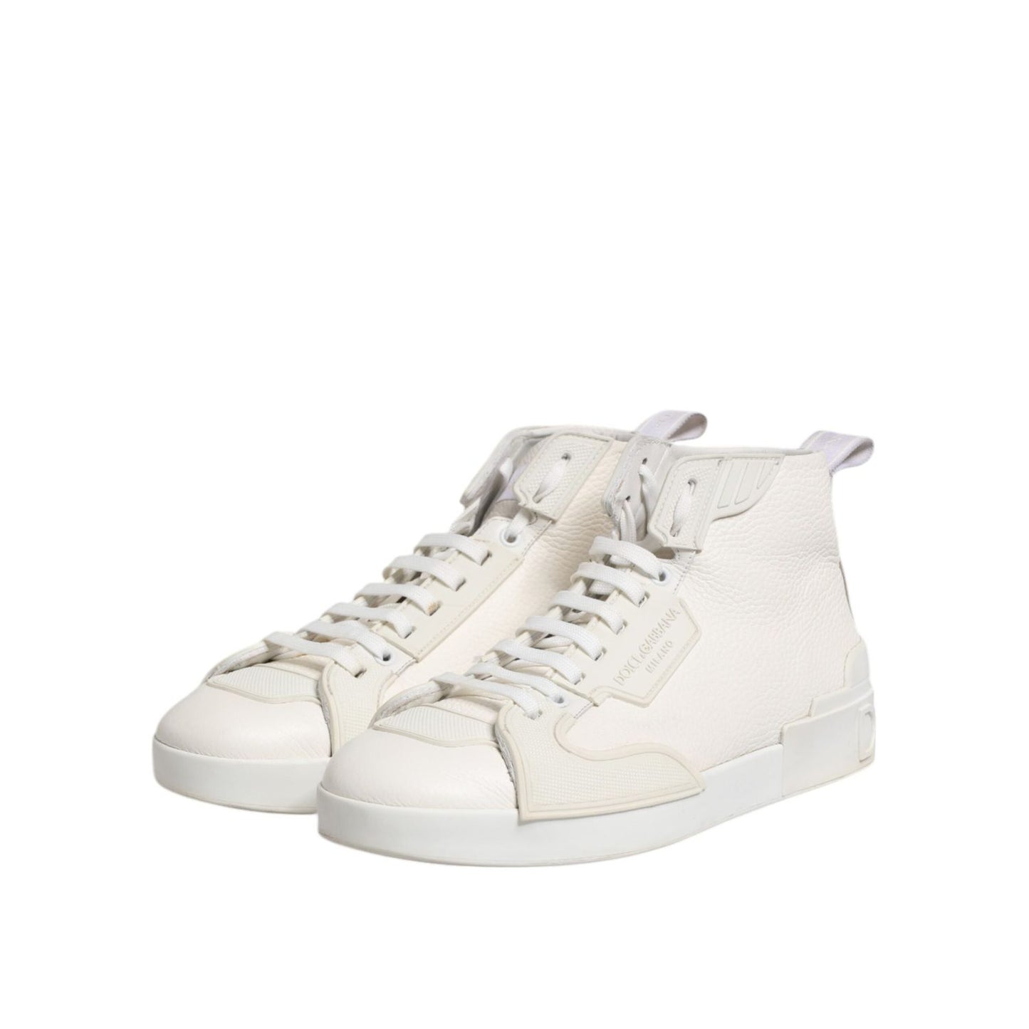 Dolce & Gabbana White Leather Mid Top Sneakers Shoes MV7537-42.5