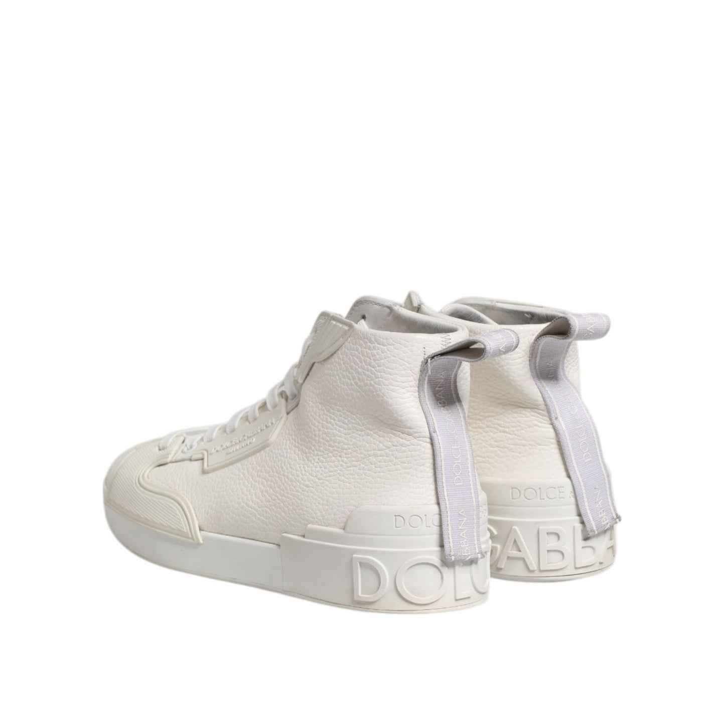 Dolce & Gabbana White Leather Mid Top Sneakers Shoes MV7537-42.5