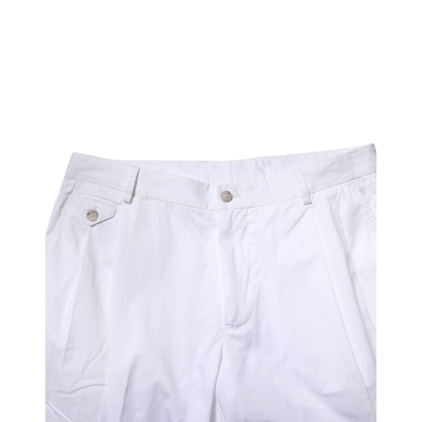 Dolce & Gabbana White Cotton Dress Slim Formal Trouser Pants PAN76652-48