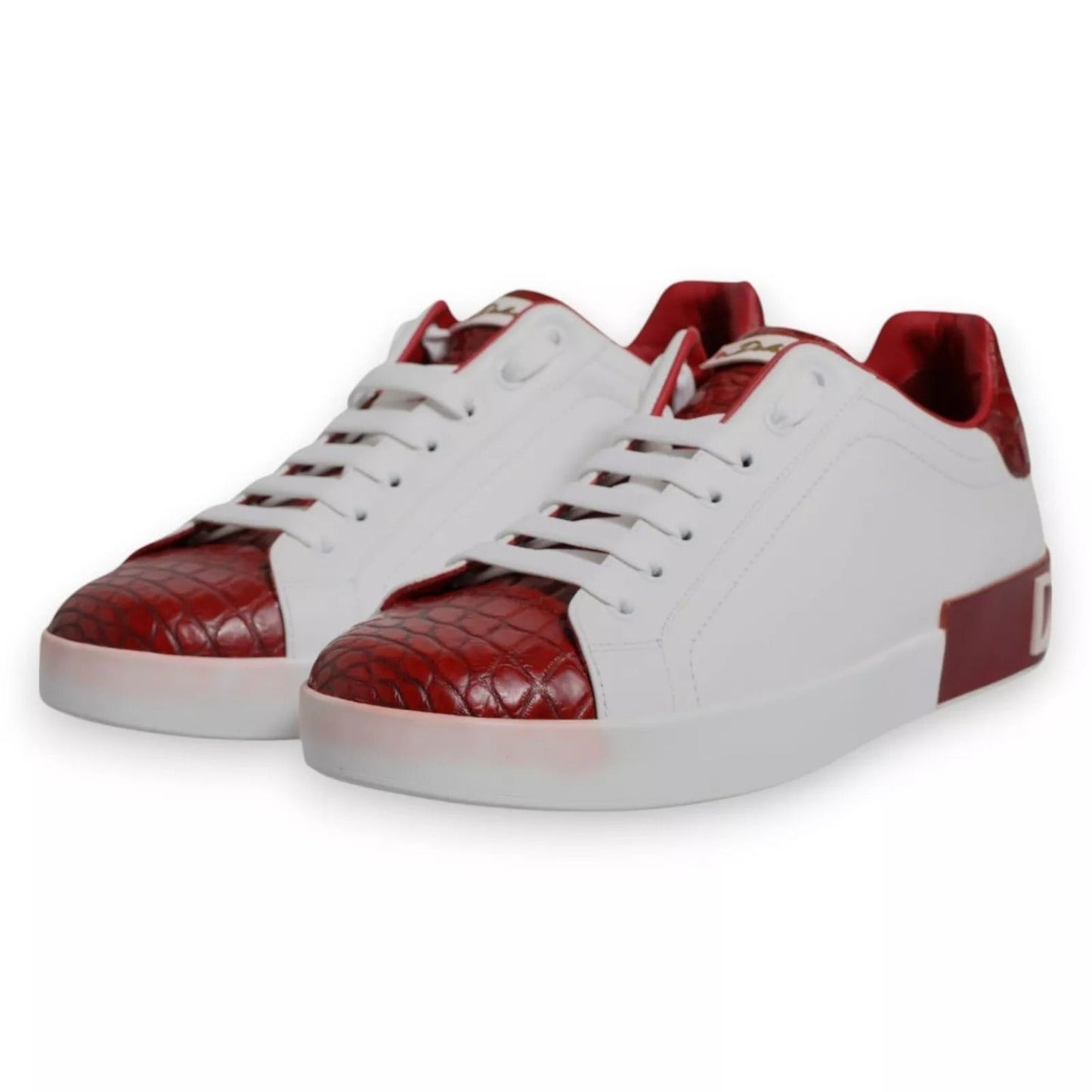Dolce & Gabbana White Red Leather Logo Portofino Sneaker MV6704-41