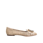 Dolce & Gabbana Ivory Taormina Lace Crystals Flats Shoes LA12822-36