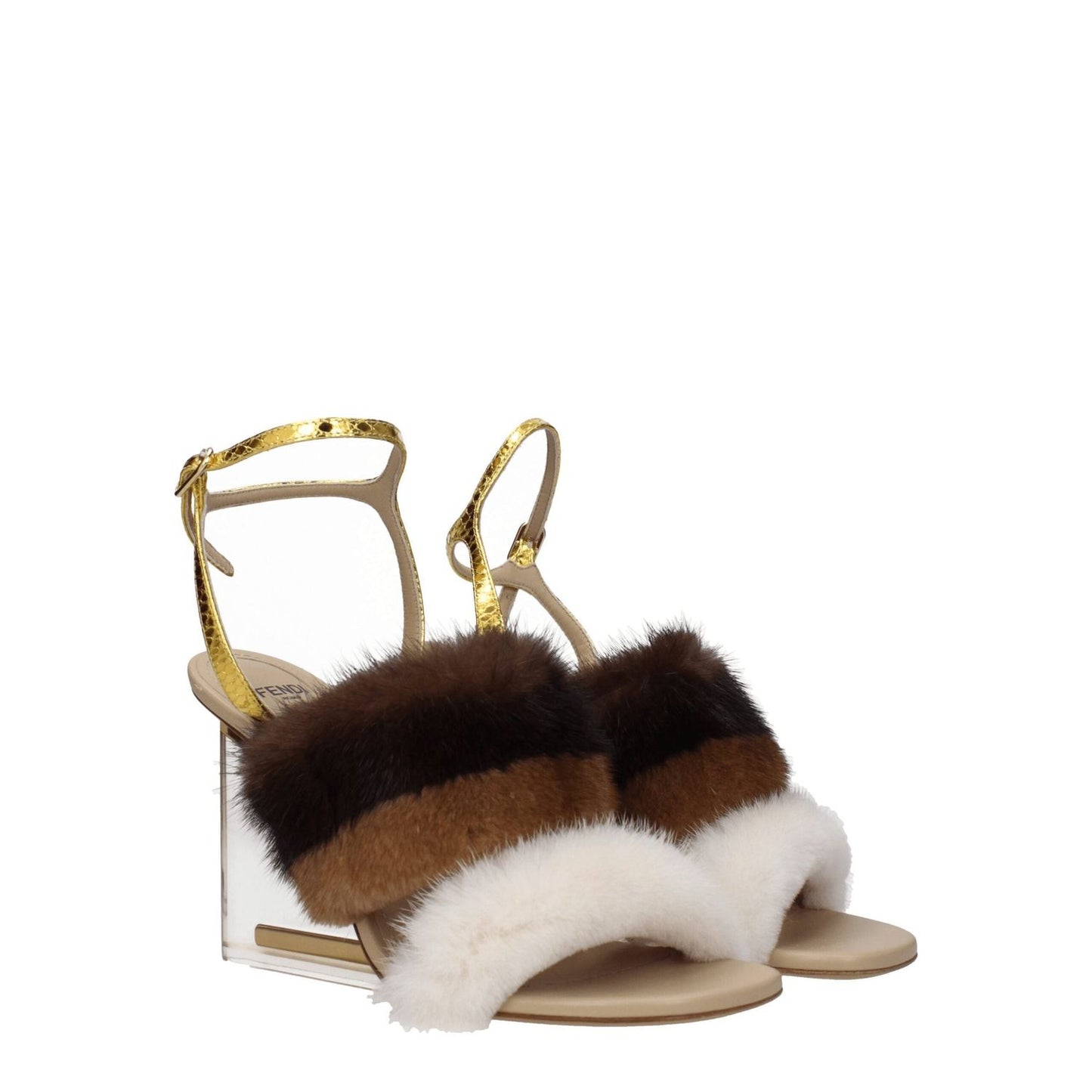 Fendi Brown Mink Strap-Ons Sandals FE-8547460841737-EU38/US8
