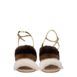 Fendi Brown Mink Strap-Ons Sandals FE-8547460841737-EU38/US8