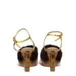 Fendi Brown Mink Strap-Ons Sandals FE-8547460841737-EU38/US8