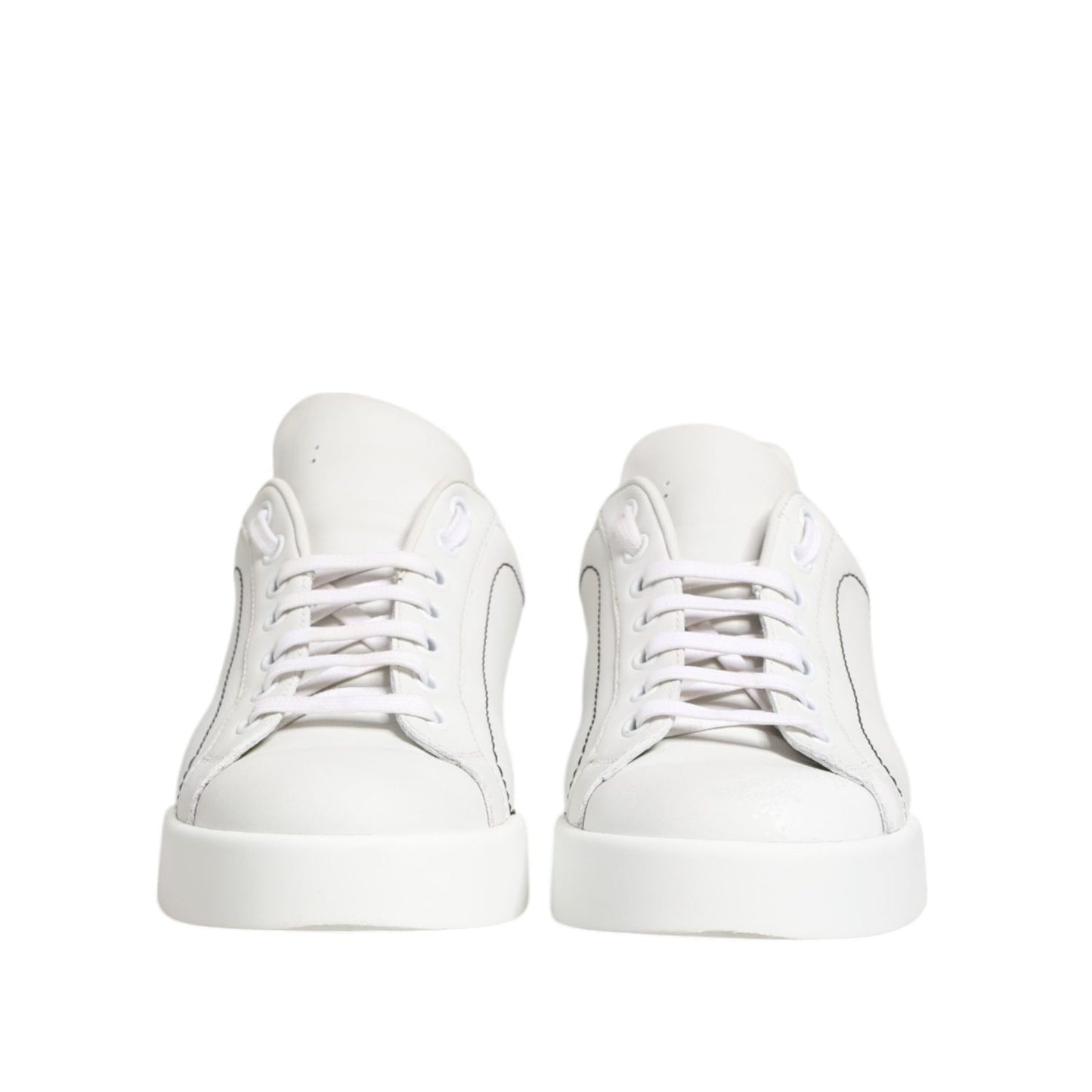 Dolce & Gabbana White Gold Leather Low Top Sneakers Shoes LA12744-38