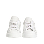Dolce & Gabbana White Gold Leather Low Top Sneakers Shoes LA12744-38