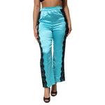 Dolce & Gabbana Blue Silk Garterized Straight Women Pajama Pants PAN76694-2