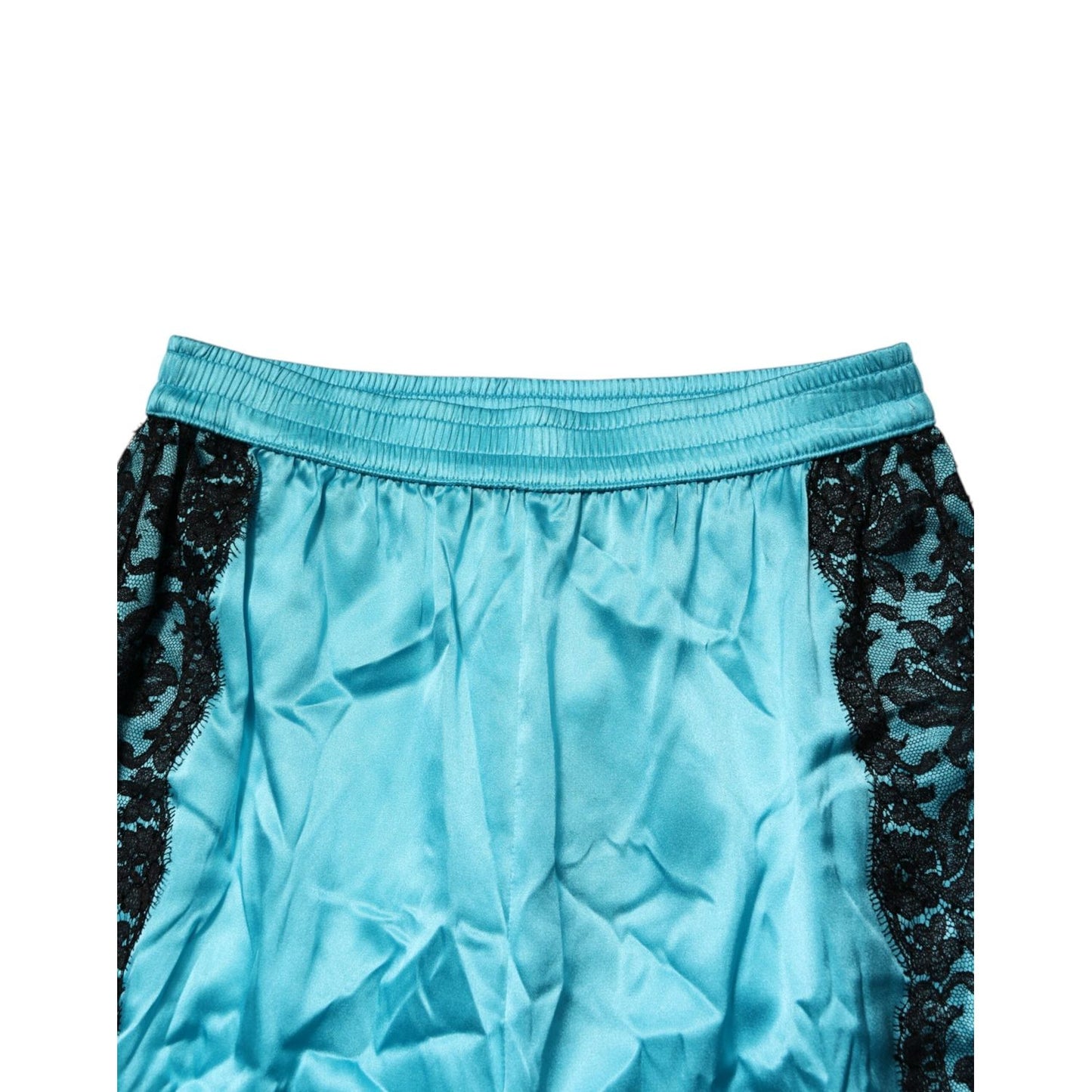 Dolce & Gabbana Blue Silk Garterized Straight Women Pajama Pants PAN76694-2