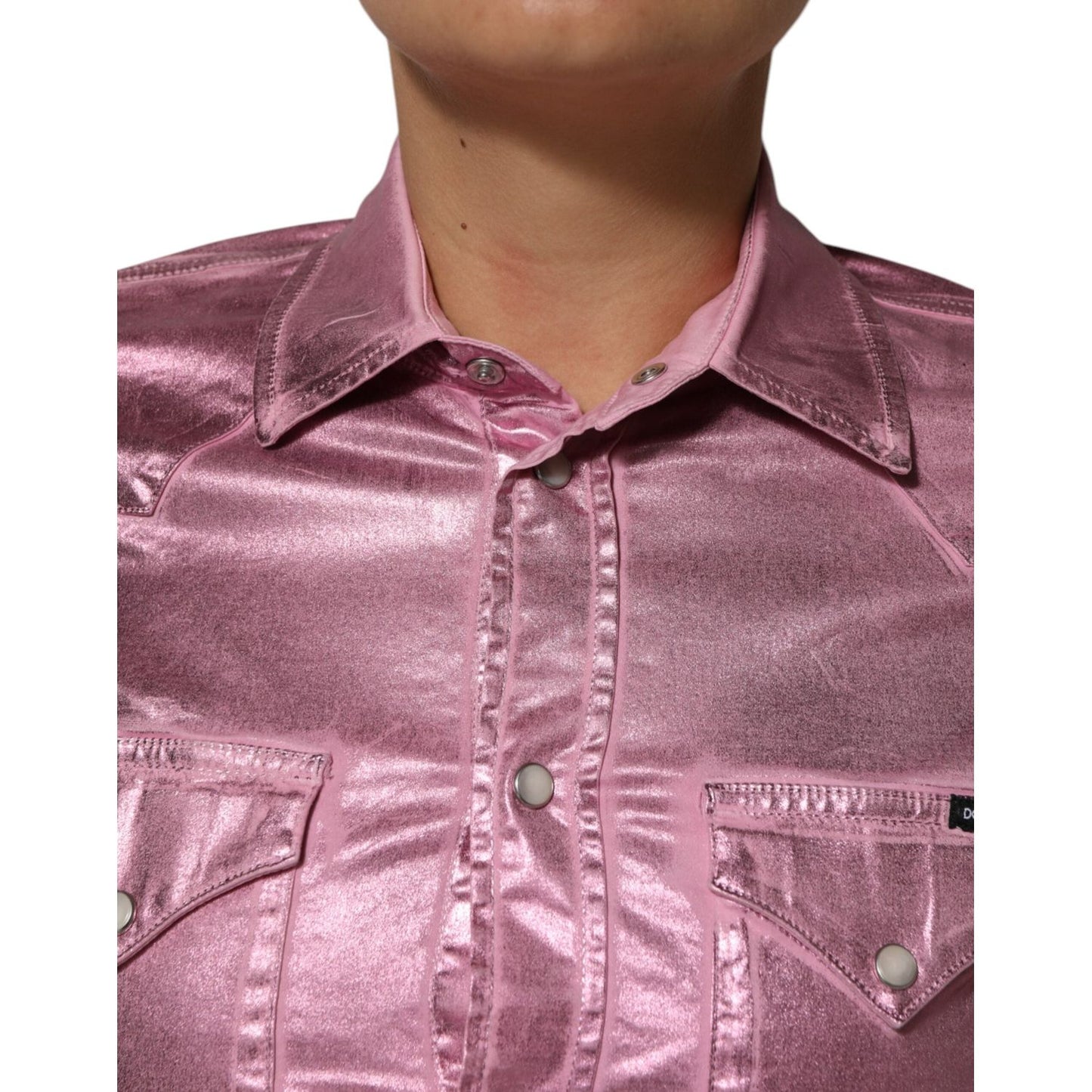 Dolce & Gabbana Pink Cotton Stretch Collared Cropped Jacket JKT41565-38
