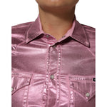 Dolce & Gabbana Pink Cotton Stretch Collared Cropped Jacket JKT41565-38