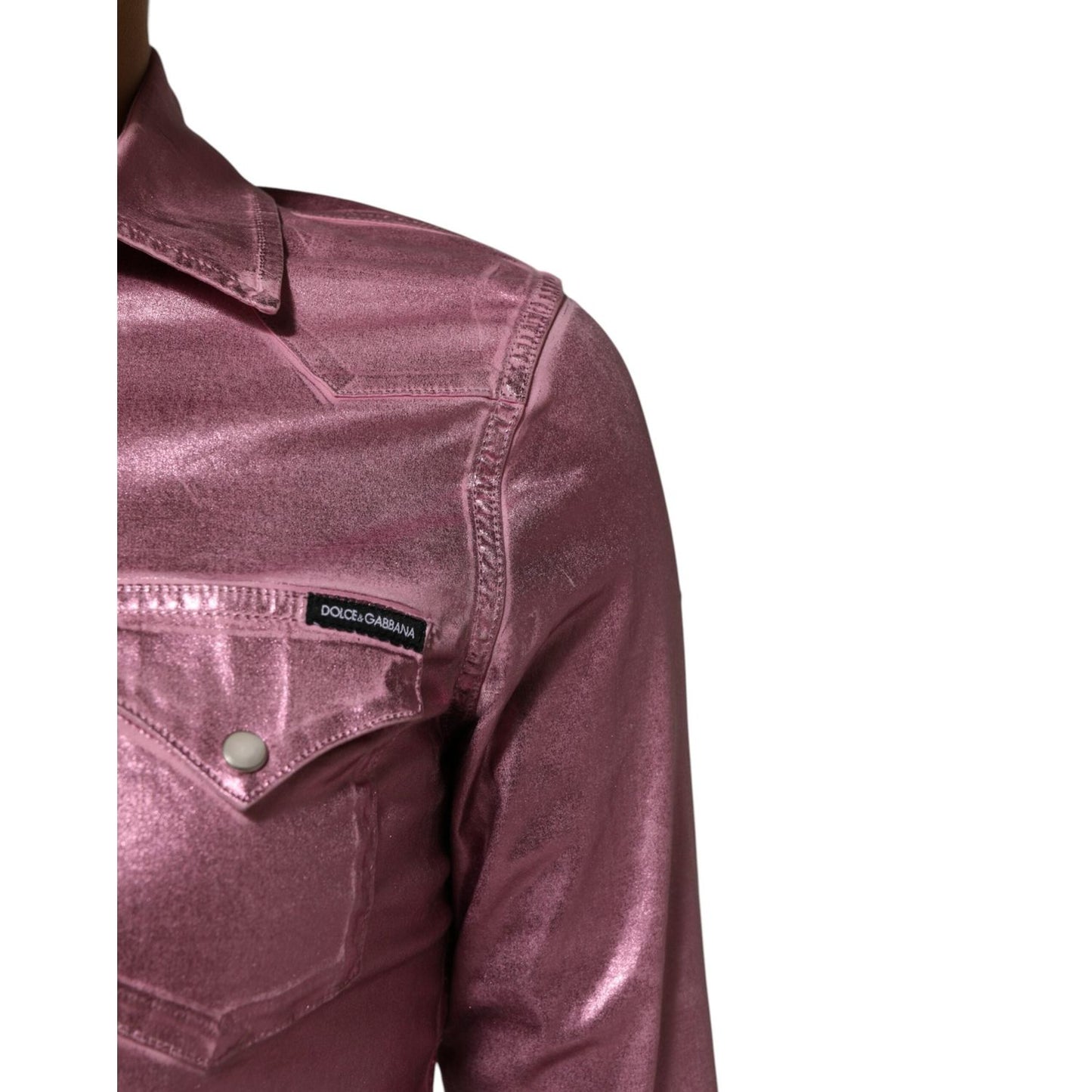 Dolce & Gabbana Pink Cotton Stretch Collared Cropped Jacket JKT41565-38