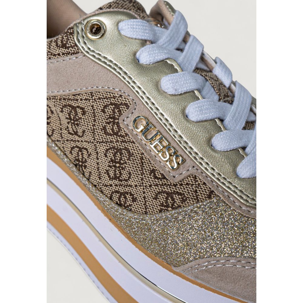 Guess Beige Polyester Platform Sneakers
