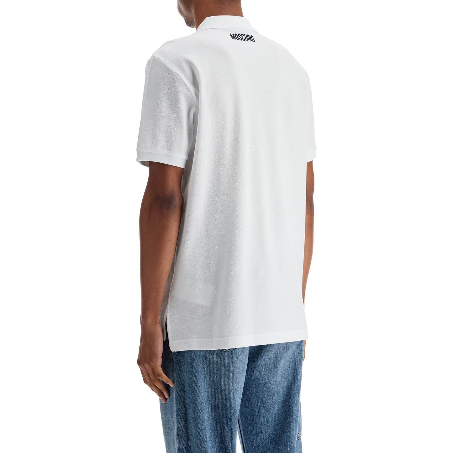 Moschino white cotton polo with delicate embroidery Topwear Moschino Light Gray