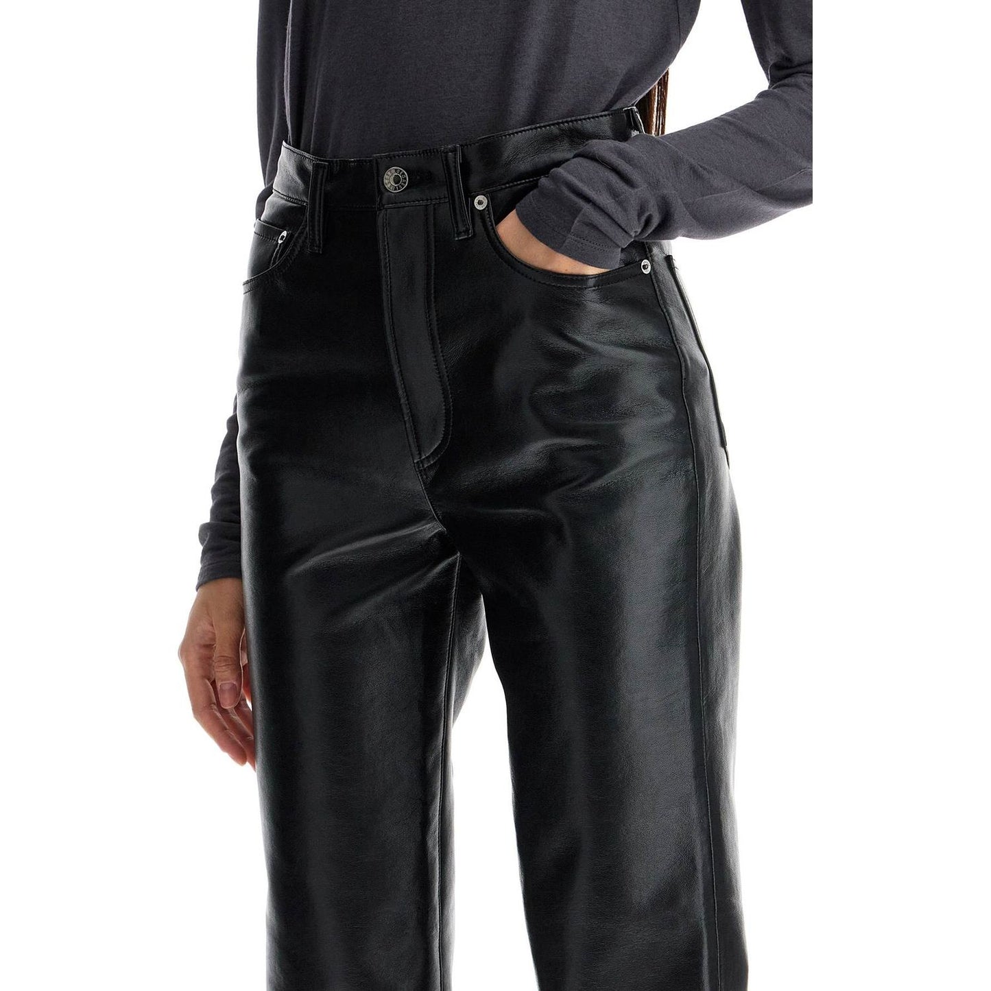 Agolde '90's recycled leather pinch waist Trousers Agolde Dark Slate Gray