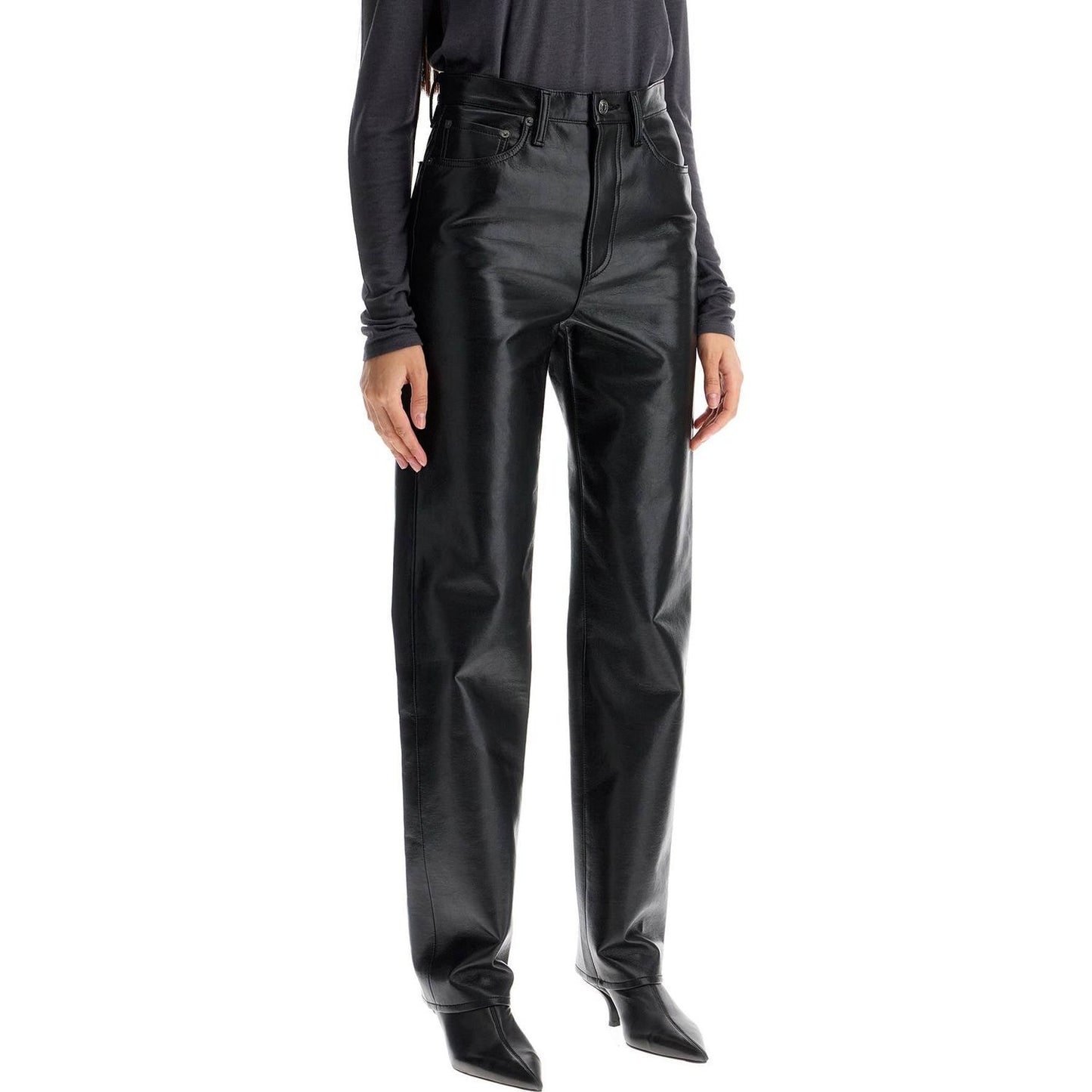 Agolde '90's recycled leather pinch waist Trousers Agolde Dark Slate Gray