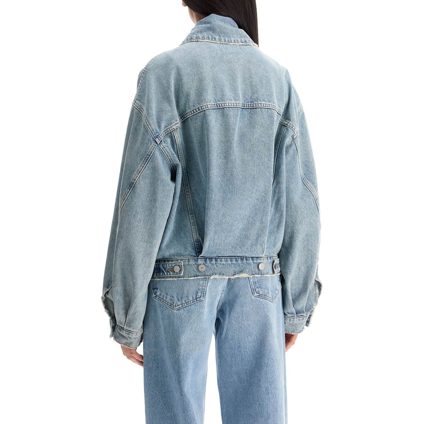 Agolde denim dalton balloon jacket with Jackets Agolde Light Slate Gray