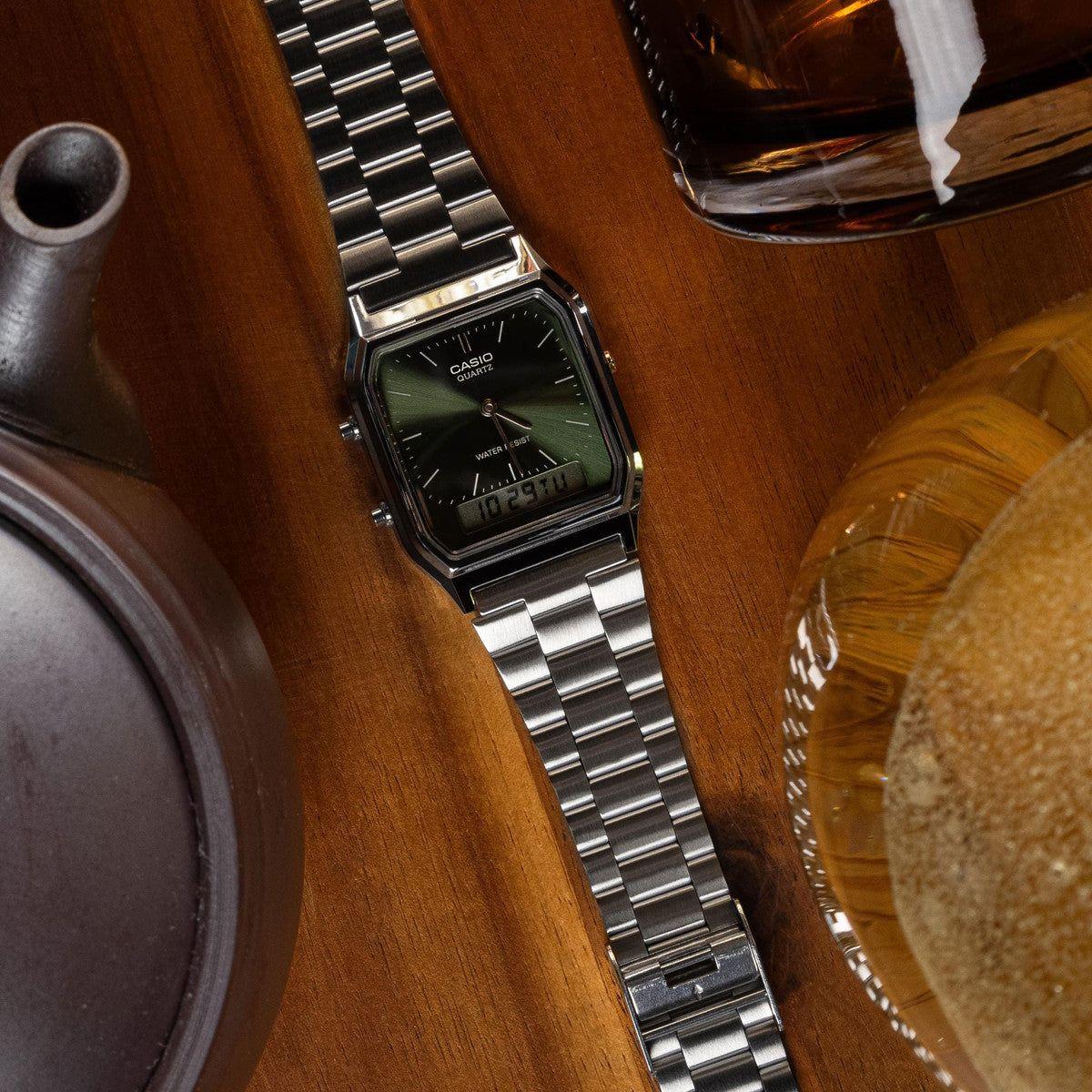 CASIO VINTAGE Mod. EDGY COLLECTION SUNRAY DIAL - GREEN MOSS WATCHES CASIO COLLECTION & VINTAGE Dark Olive Green