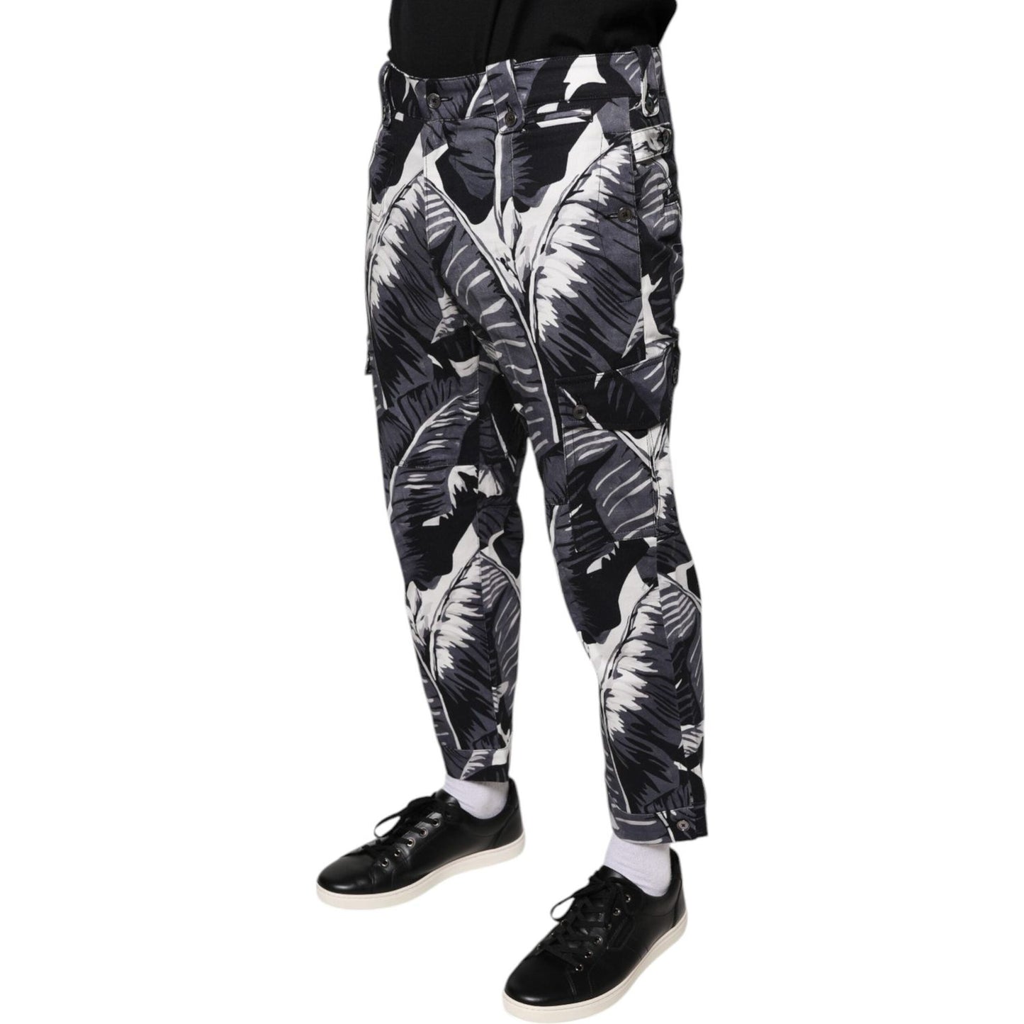 Dolce & Gabbana Gray Banana Leaf Cotton Stretch Capri Pants PAN75563-46