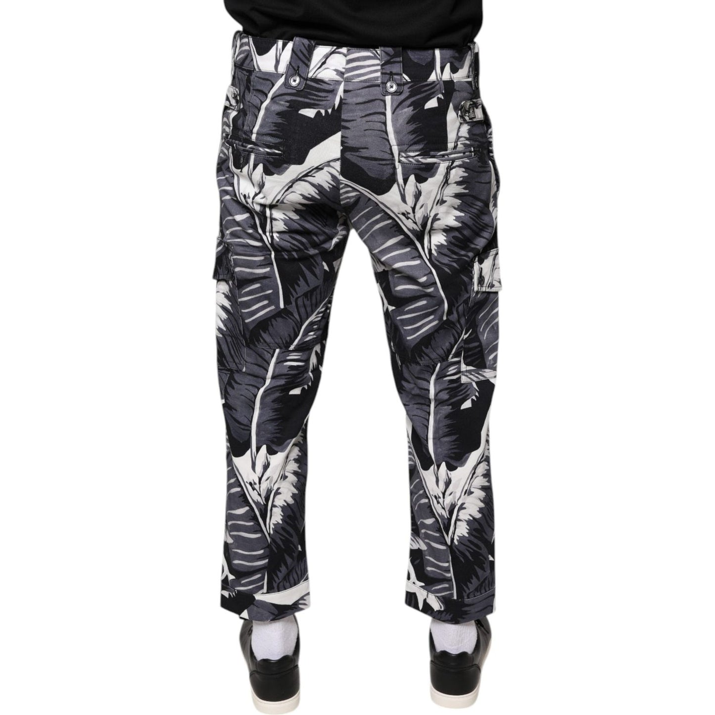 Dolce & Gabbana Gray Banana Leaf Cotton Stretch Capri Pants PAN75563-46