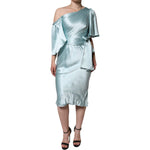 Dolce & Gabbana Mint Green Silk Fit Cut One Shoulder Dress DR28279-40