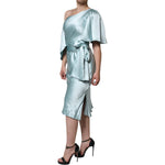 Dolce & Gabbana Mint Green Silk Fit Cut One Shoulder Dress DR28279-40