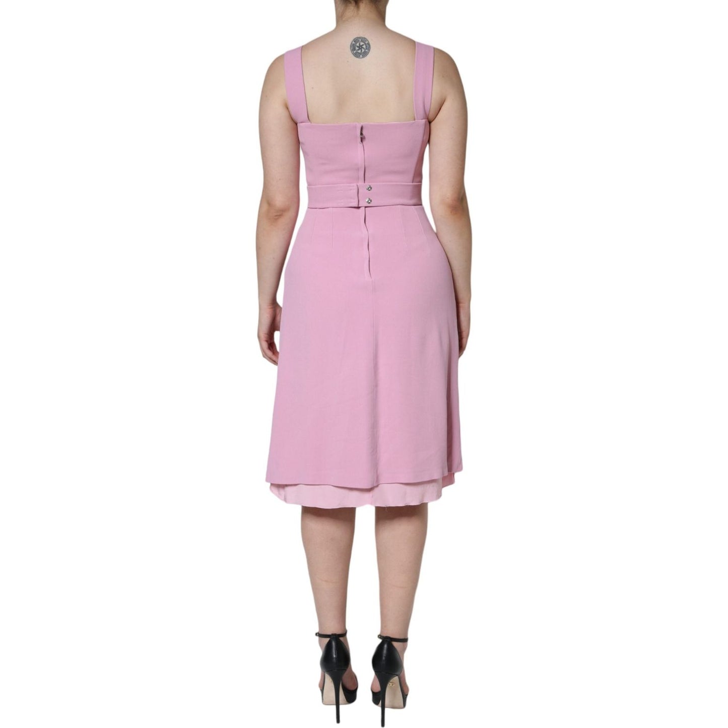Dolce & Gabbana Pink A-line Flare Viscose Sleeveless Dress DR281199-42
