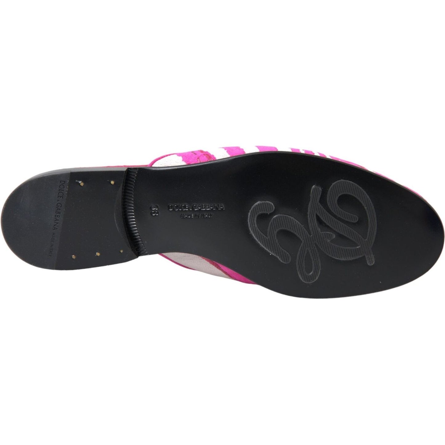 Dolce & Gabbana Pink Jacquard Crystal Mule Flat Sandals Shoes LA11172-38