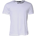 Dolce & Gabbana White Cotton Logo Crew Neck Short Sleeves T-shirt TSH87438-50