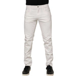 Dolce & Gabbana White Cotton Logo Plaque Slim Fit Denim Jeans PAN76405-48