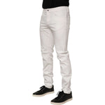 Dolce & Gabbana White Cotton Logo Plaque Slim Fit Denim Jeans PAN76405-48