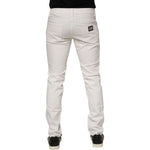 Dolce & Gabbana White Cotton Logo Plaque Slim Fit Denim Jeans PAN76405-48