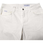 Dolce & Gabbana White Cotton Logo Plaque Slim Fit Denim Jeans PAN76405-48