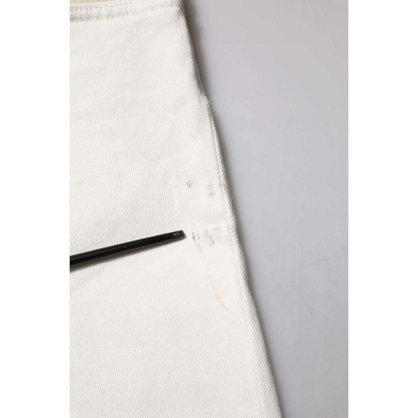 Dolce & Gabbana White Cotton Logo Plaque Slim Fit Denim Jeans PAN76405-48