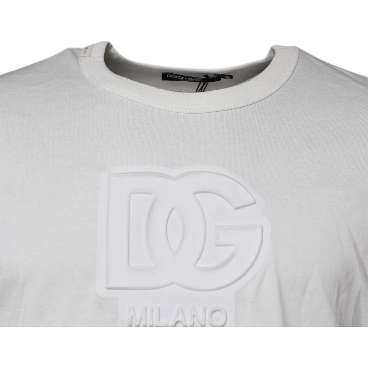 Dolce & Gabbana White DG Logo Cotton Crew Neck T-shirt TSH87377-50