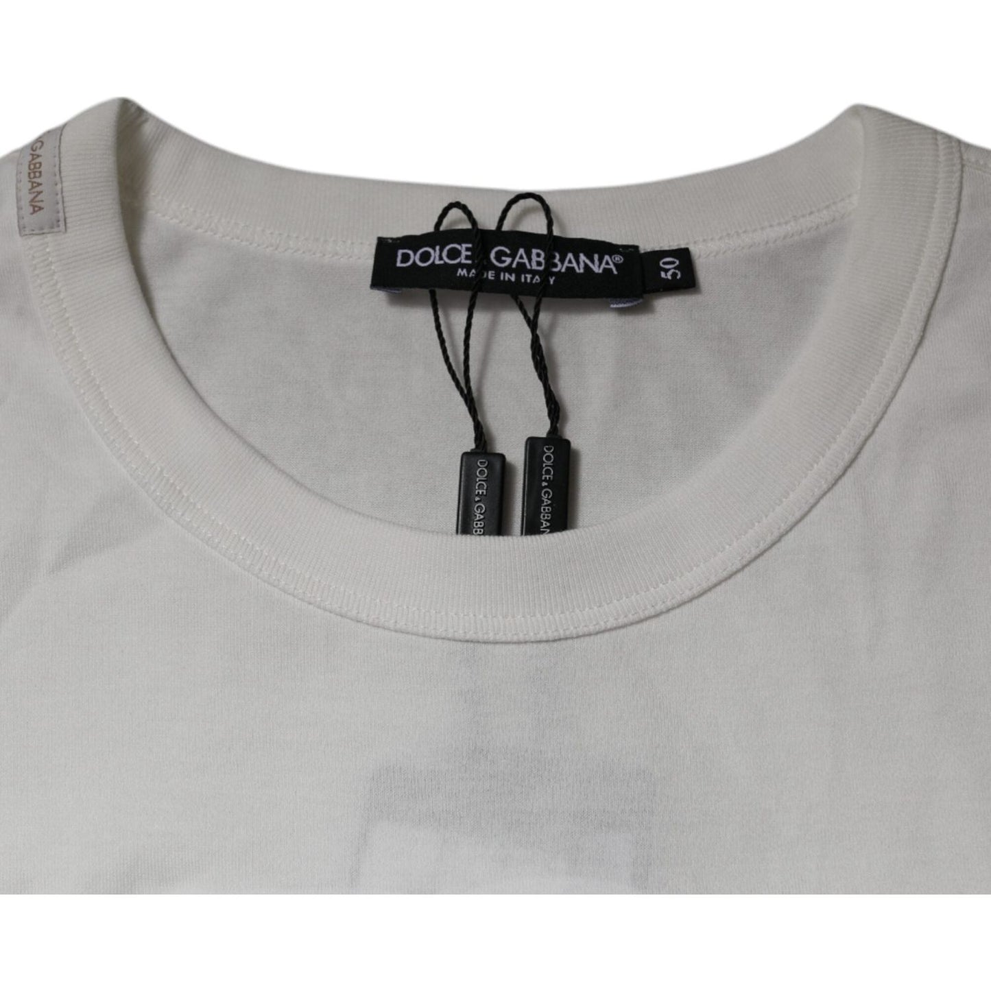 Dolce & Gabbana White DG Logo Cotton Crew Neck T-shirt TSH87377-50