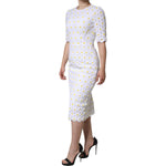 Dolce & Gabbana White Daisy Macrame Lace Sheath Midi Dress DR281204-40