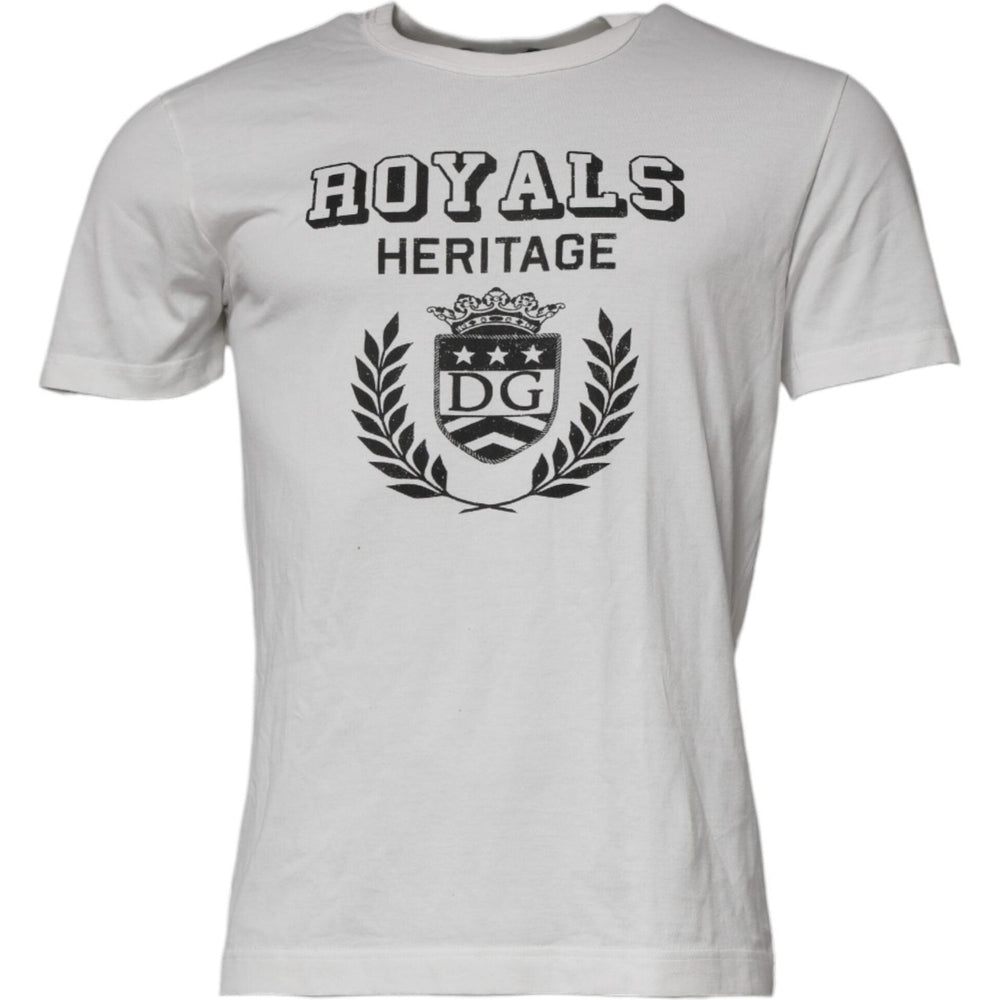 Dolce & Gabbana White Royals Heritage Cotton T-shirt TSH87231-46