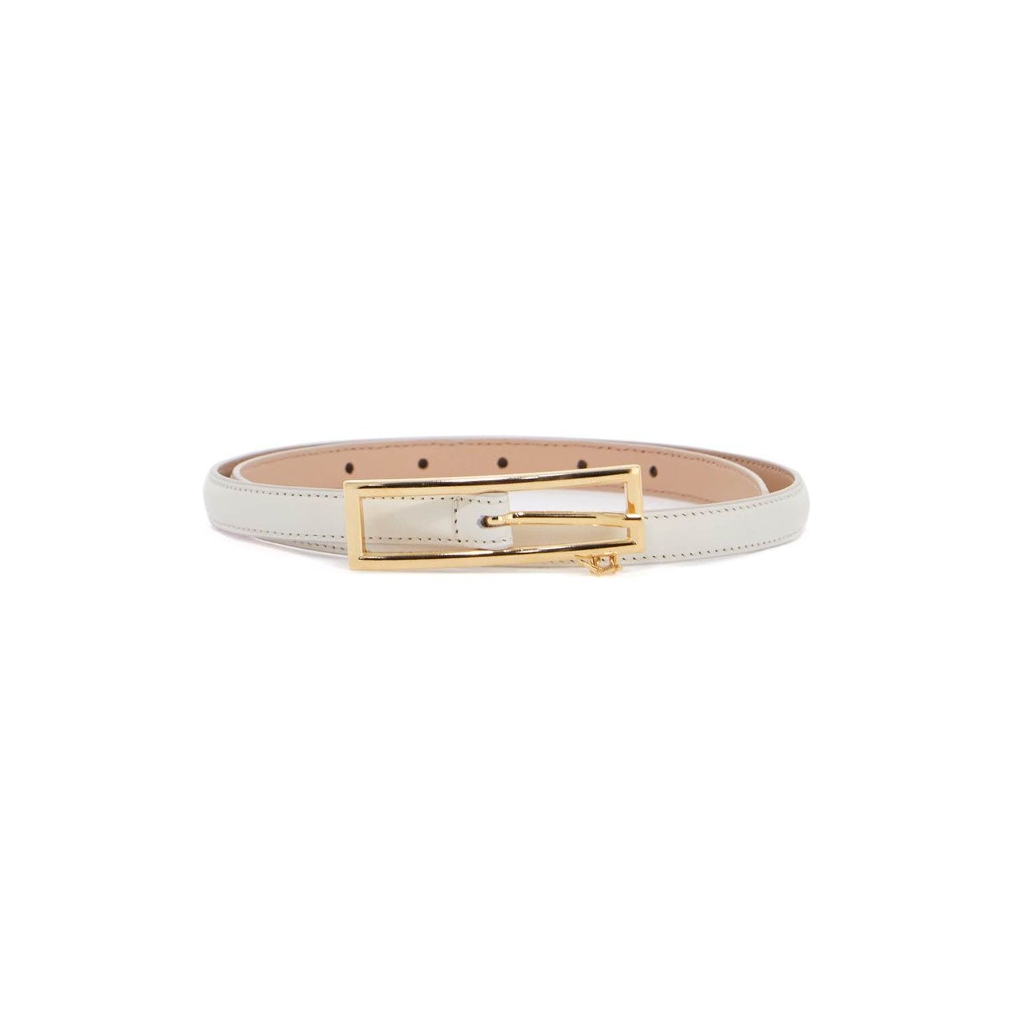 Alessandra Rich slim white leather belt with logo charm 1.5cm Belts Alessandra Rich Gray