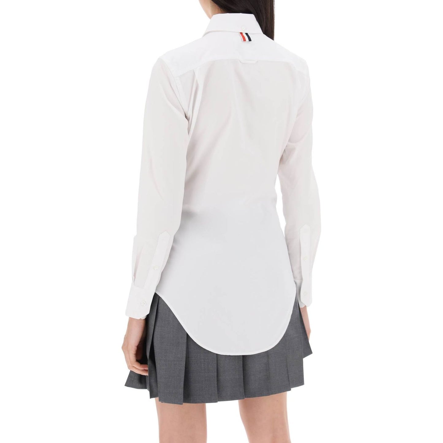 Thom Browne fitted shirt in poplin Topwear Thom Browne Light Gray