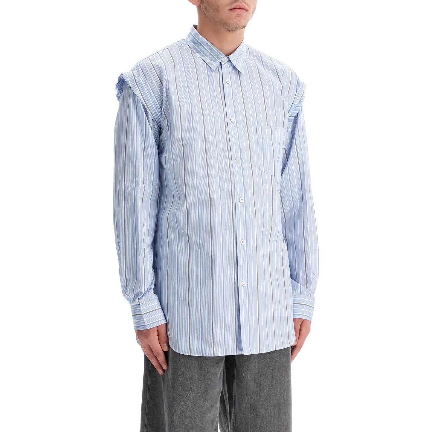 Comme Des Garcons Shirt striped shirt with pocket Shirts Comme Des Garcons Shirt Light Gray