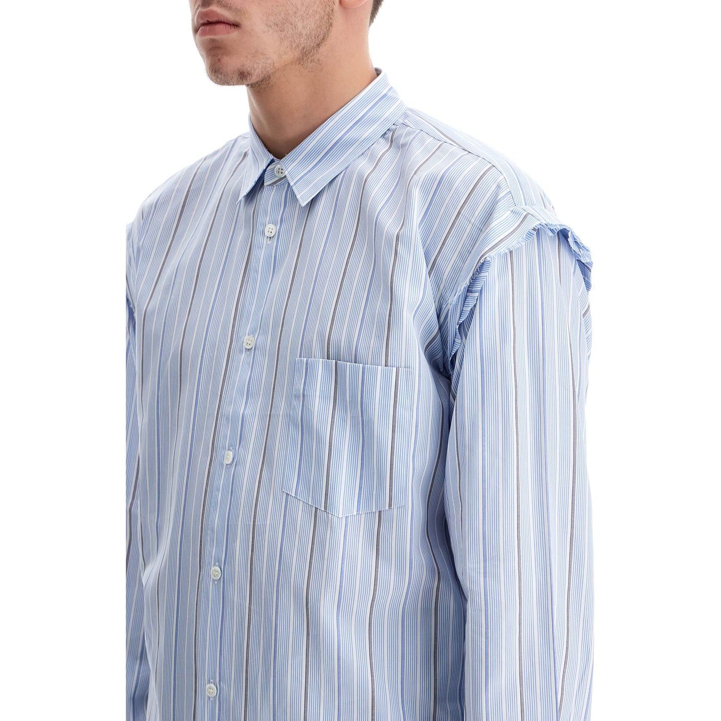 Comme Des Garcons Shirt striped shirt with pocket Shirts Comme Des Garcons Shirt Light Steel Blue