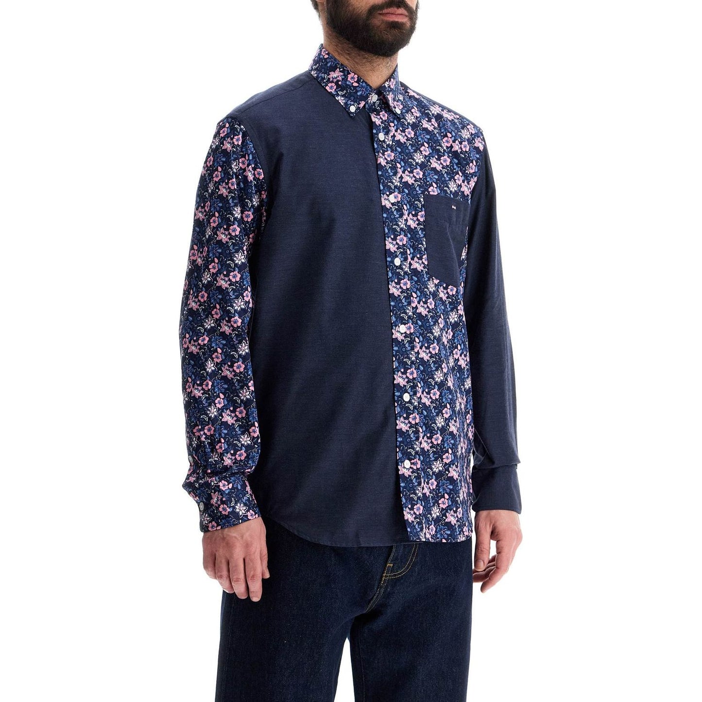 EDEN PARK blue floral long sleeve cotton regular fit shirt Shirts EDEN PARK Dark Slate Gray