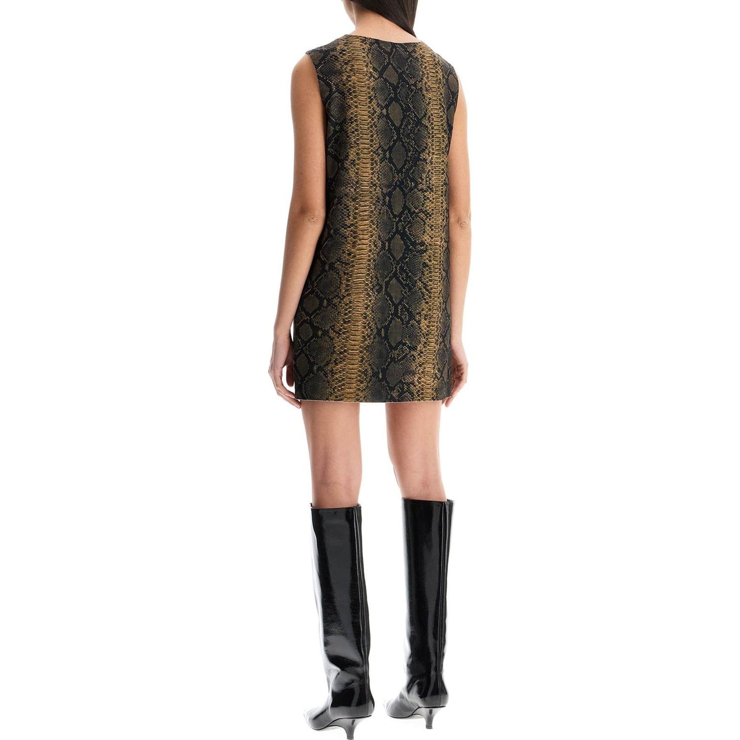 Norma Kamali brown python print sleeveless mini dress Dresses Norma Kamali Dark Slate Gray