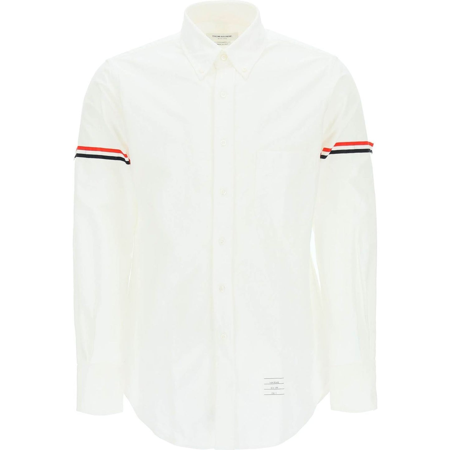Thom Browne oxford button-down shirt with rwb armbands Shirts Thom Browne White Smoke