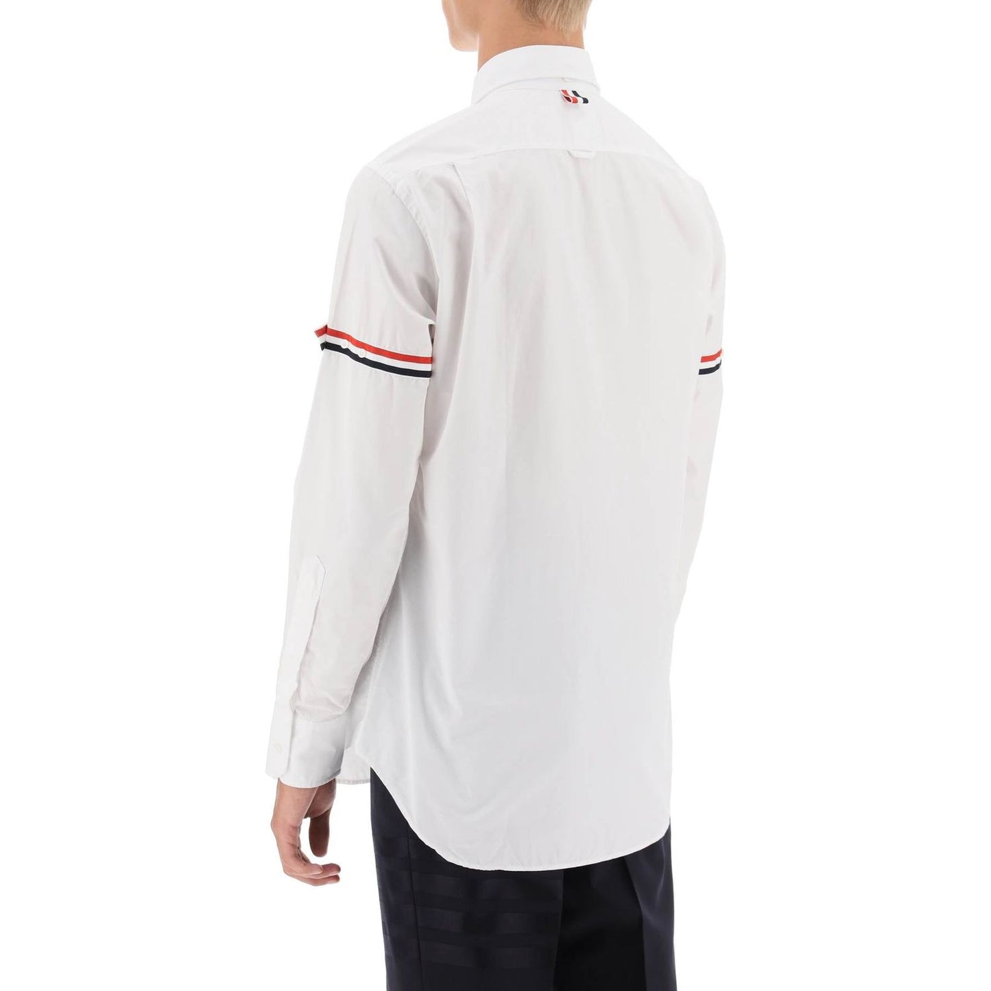 Thom Browne oxford button-down shirt with rwb armbands Shirts Thom Browne Light Gray