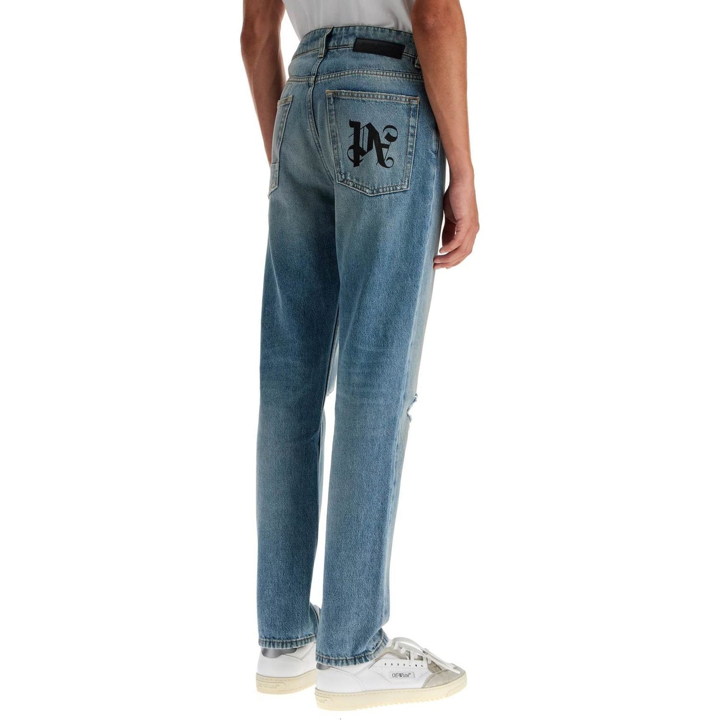 Palm Angels straight leg monogram print jeans Jeans Palm Angels Dim Gray