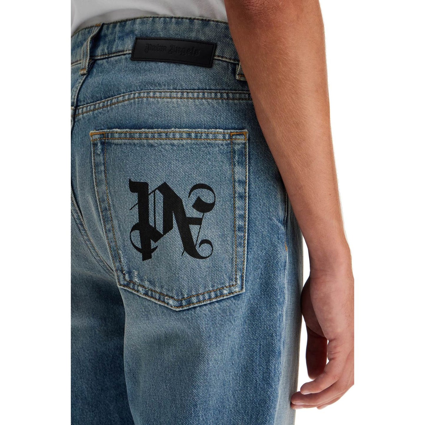 Palm Angels straight leg monogram print jeans Jeans Palm Angels Dark Slate Gray