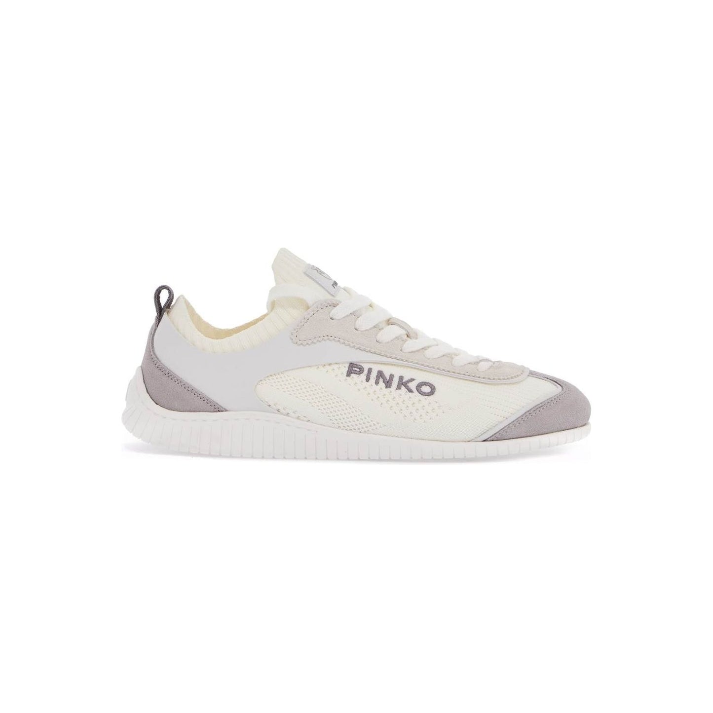 Pinko white latte knit fabric sneakers with light gray details Sneakers Pinko Light Gray